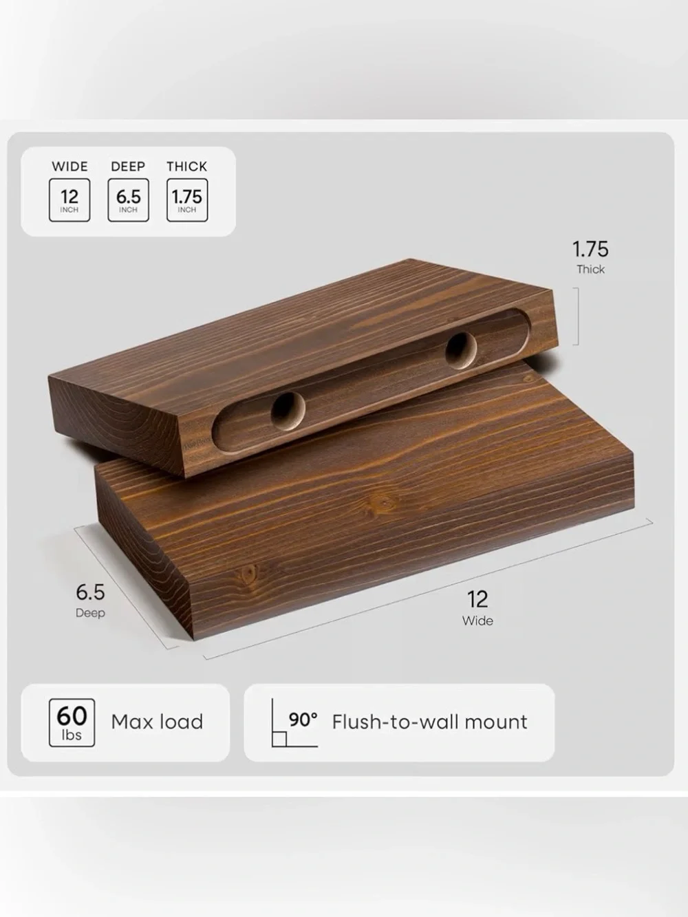 Walnut Wooden Floating Shelves-Like New!